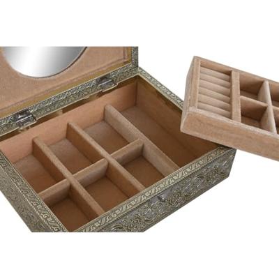 Doos-Juwelenkistje Home ESPRIT Wit Champagne Hout Aluminium 22,5 x 17,5 x 7,6 cm
