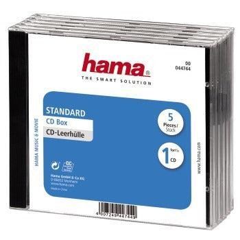 Hama 00044744 CD-hoes 1 CD/DVD/Blu-Ray Transparant, Zwart Polystereen 5 stuk(s)