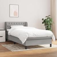 Boxspring met matras stof lichtgrijs 140x190 cm - thumbnail