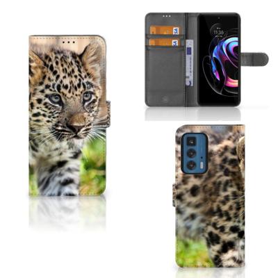Motorola Edge 20 Pro | Telefoonhoesje | Met pasjeshouder | Baby Luipaard