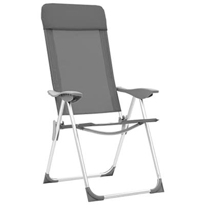 Campingstoelen 4 st inklapbaar aluminium grijs - thumbnail