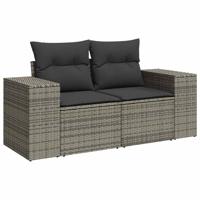 5-delige Loungeset met kussens poly rattan grijs - thumbnail