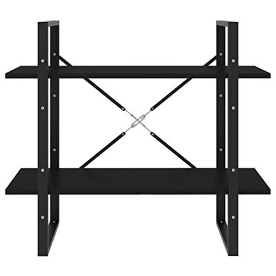 Boekenkast met 2 schappen 80x30x70 cm spaanplaat zwart