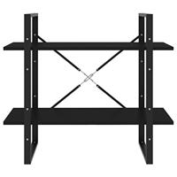 Boekenkast met 2 schappen 80x30x70 cm spaanplaat zwart - thumbnail