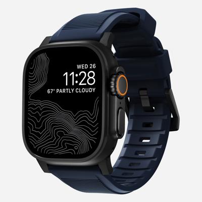 Nomad Rugged Strap Apple Watch (Ultra) 42mm / 44mm / 45mm / 49mm Atlantic Blue Connector Black