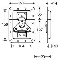 Adam Hall 17254S Groot inbouw vlinderslot 10mm diep - thumbnail