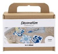Creativ Company Mini hobbyset decoratie porseleinen onderzetters blauw - thumbnail