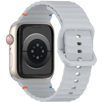 By Qubix - Wave sportband - Grijs - Compatible met Apple Watch 38mm / 40mm / 41mm / 42mm - Compatible Apple watch bandjes