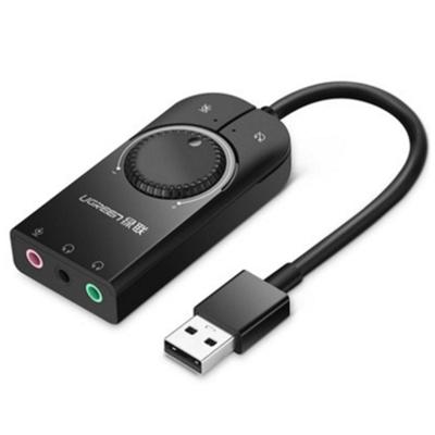 UGREEN CM109 USB naar 3-poorten 3 5 mm computer externe audio kaart met volume aanpassing wiel lengte: 15cm UGREEN CM109 USB naar 3-poorten 3 5 mm computer externe audio kaart met volume aanpassing wiel lengte: 15cm