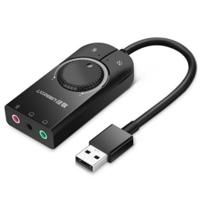UGREEN CM109 USB naar 3-poorten 3 5 mm computer externe audio kaart met volume aanpassing wiel lengte: 15cm - thumbnail