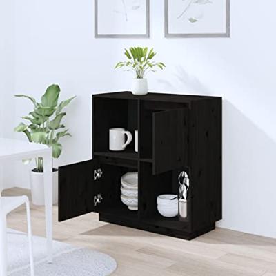 Dressoir 74x35x80 cm massief grenenhout zwart
