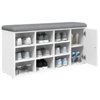 Schoenenbank 102x32x50 cm bewerkt hout wit - thumbnail