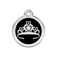 Crown Black roestvrijstalen hondenpenning medium/gemiddeld dia. 3 cm RedDingo - Reddingo - thumbnail