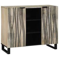 Dressoir Wit 90 x 33 x 75 cm massief mangohout - thumbnail