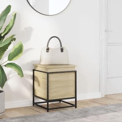 Opbergbox met deksel 40x40x51,5 cm bewerkt hout sonoma eiken