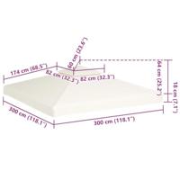 Vervangend tentdoek prieel 310 g/m² 3x3 m crèmewit - thumbnail