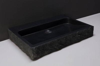 Forzalaqua Palermo Wastafel 80.5x51.5x9cm 1 wasbak Graniet Gezoet Gekapt Antraciet 1 krgat