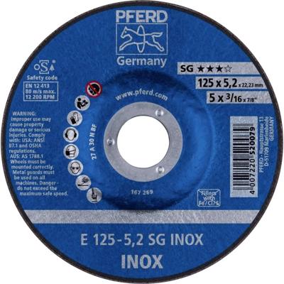 PFERD TOOLS 62212523 E 125-5,2 SG INOX Afbraamschijf gebogen Diameter 125 mm Boordiameter 22.23 mm RVS 10 stuk(s) PFERD TOOLS 62212523 E 125-5,2 SG INOX Afbraamschijf gebogen Diameter 125 mm Boordiameter 22.23 mm RVS 10 stuk(s)