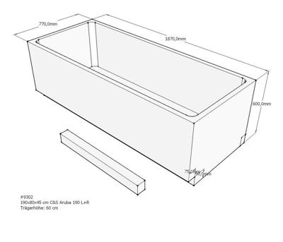 Xenz beterbad baddrager voor aruba 190x80cm