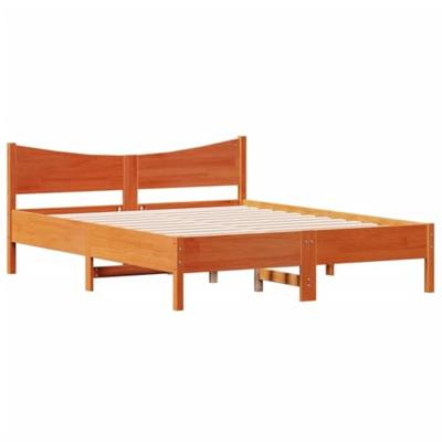 Bedframe zonder matras massief grenenhout wasbruin 150x200 cm