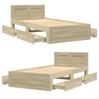 Bedframe met hoofdeinde bewerkt hout sonoma eiken 100x200 cm - thumbnail