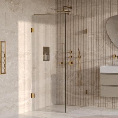 Brauer Void - Carving Douchecabine met Draaideur - Helder Glas - 80x120x200 cm - incl. Glascoating - PVD Goud Geborsteld