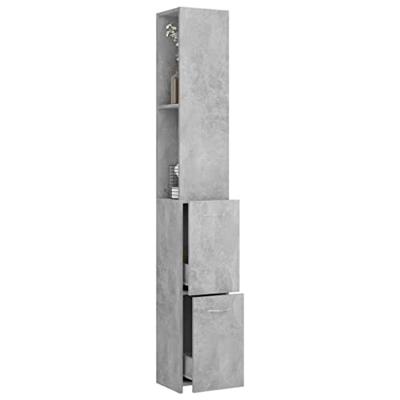 VidaXL Badkamerkast 25x26,5x170 cm bewerkt hout betongrijs VidaXL Badkamerkast 25x26,5x170 cm bewerkt hout betongrijs