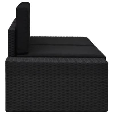Tweezitsbank sectioneel poly rattan zwart - thumbnail