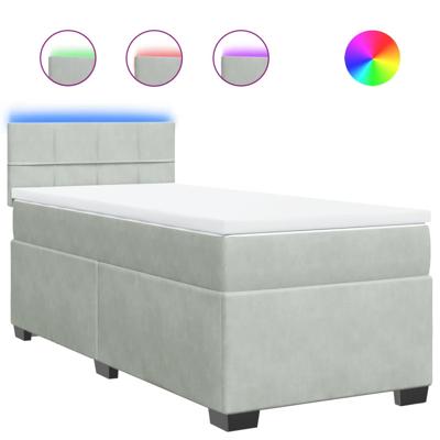 Boxspring met matras fluweel lichtgrijs 120x190 cm - thumbnail