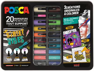 Posca paintmarkers, metalen doos van 20 stuks, assorti, ontwerp Street Vibes