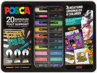 Posca paintmarkers, metalen doos van 20 stuks, assorti, ontwerp Street Vibes - thumbnail