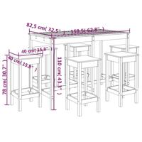 7-delige Tuinbarset massief grenenhout wit - thumbnail