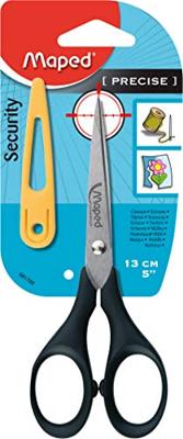 Maped schaar Precise, ft 13 cm, rechts en links, scherpe punt, RVS, zwart, blister van 1 stuk