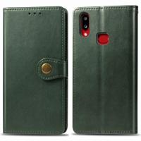 Voor Galaxy A10S retro effen kleur lederen gesp telefoon geval met Lanyard & fotolijstjes & kaartsleuf & portemonnee & stand functie (groen) - thumbnail