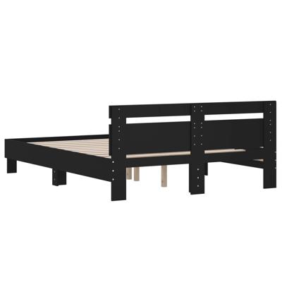 Bedframe met hoofdeinde bewerkt hout zwart 150x200 cm