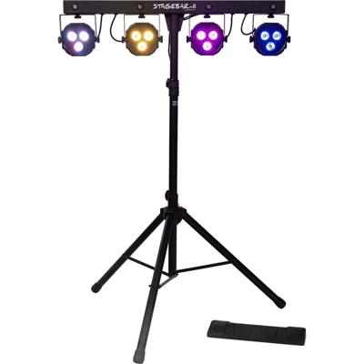 Algam Lighting Stagebar II met 4 RGB LED-parren & 4 stroboscoops op statief Algam Lighting Stagebar II met 4 RGB LED-parren & 4 stroboscoops op statief