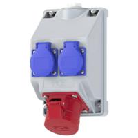 PC Electric 16081552 Stopcontactsplitter Grijs, Blauw, Rood - thumbnail
