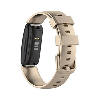 By Qubix - Compatible met Fitbit Inspire 2 & Ace 3 - Sportbandje met gesp - Maat: Small - Champagne goud - Compatible fitbit bandje