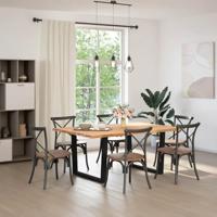 Eettafel met natuurlijke rand 180x120x74 cm massief eikenhout - thumbnail