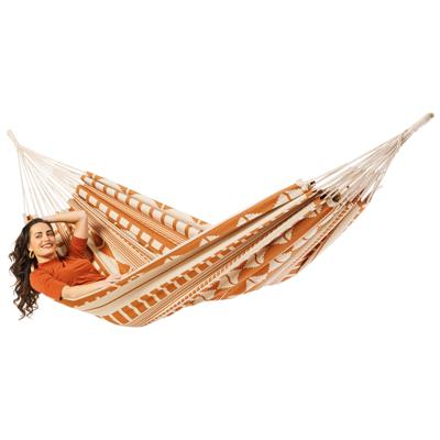 Tweepersoons hangmat - 350x160cm - Oranje - 160kg draagkracht- 100% katoen - binnen & buiten