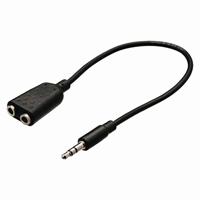 Stereo-Audiokabel | 3,5 mm Male - 2x 3,5 mm Female | 0,2 m | Zwart - thumbnail