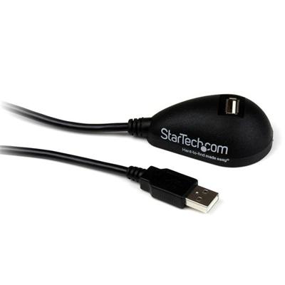 StarTech.com USB 2.0 verlengkabel 1,5m met dockingstation, USB-A verlengkabel stekker op bus met voet in zwart