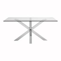 Kave Home Eettafel 'Argo' Chroom/Glas, 180 x 100cm - thumbnail