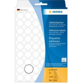 Etiket herma 2240 rond 16mm wit 1728st Etiket herma 2240 rond 16mm wit 1728st