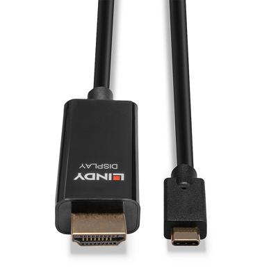 LINDY 43315 USB-C-displaykabel USB Aansluitkabel USB-C stekker, HDMI-A-stekker 5.00 m Zwart 4K UHD
