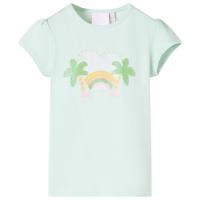Kindershirt regenboog en palmbomen 116 lichtmintkleurig - thumbnail