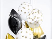 6 Transparante Ballonnen met Sterren print Goud - thumbnail