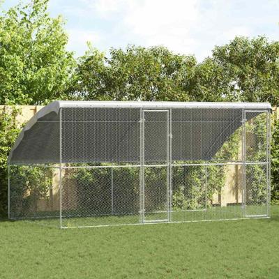 Kippenhok Zilver 400 x 200 x 198.5 cm Gegalvaniseerd staal