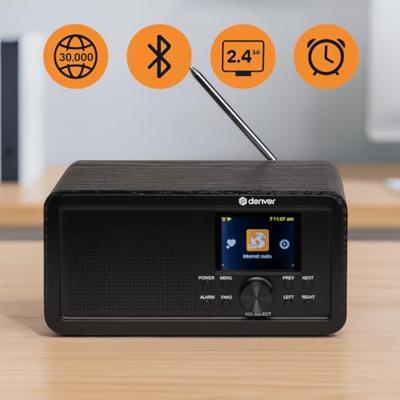 Denver DIR-200 Internetradio DAB+, FM, Internet Internetradio, FM, Bluetooth, DAB+, WiFi Wekfunctie Zwart Denver DIR-200 Internetradio DAB+, FM, Internet Internetradio, FM, Bluetooth, DAB+, WiFi Wekfunctie Zwart