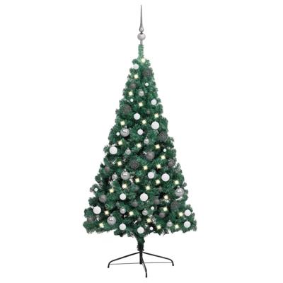 VidaXL Kunstkerstboom met verlichting en kerstballen half 240 cm groen